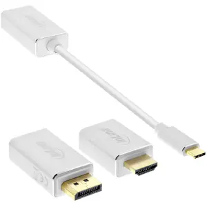 InLine Display Konverter Set 6-in-1 (DP, 20 cm), Data + Video Adapter, Weiss günstig