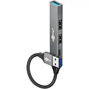 Goobay Slim 4-Port USB-Hub, USB-A auf USB-C /USB-A, 5 Gbit/s