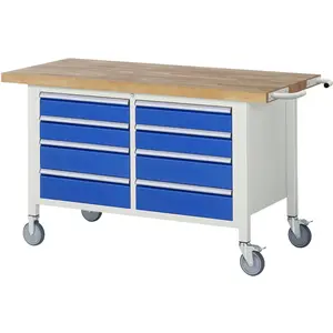 RAU, Werkbank + Arbeitsbock, Fahrbare Werkbank 8000 - Modell 8477 B1500 x T700 x H880 mm (150 cm, 70 cm)