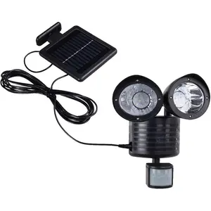 LED Solar Wandleuchte, Bewegungsmelder, schwenkbar, schwarz