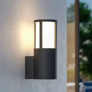 Außenwandleuchte Facado II, grau/opal, Ø 11 cm, IP65, Metall