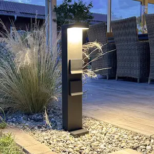 LED-Sockellampe Steckdosensäule Lerna, 60 cm, Alu dunkelgrau