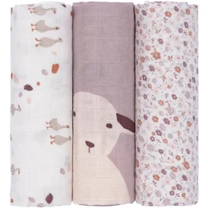 LÄSSIG Stoffwindeln Tini Farmer, Mulltuch-Set L, Flowers Lilac (Set, 3... günstig