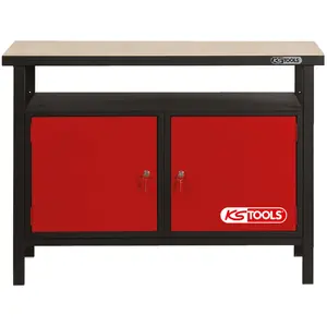 KS Tools, Werkbank + Arbeitsbock, Profi-Werkbank mit 2 Türen, H840xB1200xT600mm (120 cm, 60 cm)