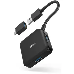 Hama USB-Hub 4 Ports, USB 3.2 Gen1, inkl. USB-C Adapter