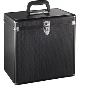 Hama LP-Koffer 50, Alu-Look, Schwarz günstig