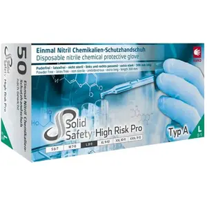 Ampri, Schutzhandschuhe, SolidSafety High Risk Pro mit Chemikalienschutz Typ A, puderfrei, blau, Gr. S (S) günstig
