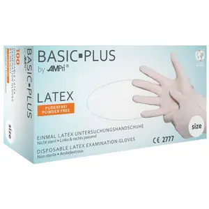 Ampri, Schutzhandschuhe, Einweghandschuhe Basic Plus Grösse XL hellbeige Latex EN 455 PSA-Kategorie I (10) günstig