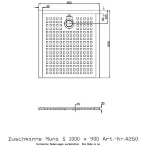 Hoesch 4260.010 DW Muna S 1000x900x30 mit günstig