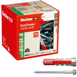 fischer DuoPower 10x50 S Dübel mit Schrauben 10 x 50 mm, 25 Stück günstig