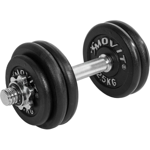 Movit® Kurzhantel Set - 15 kg, Gusseisen, Ø31mm, mit Hantelscheiben, 1,25/2,5 kg, Sternverschluss, Gerändelt, Verstellbar, Schwarz - Hantelset günstig