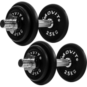 Movit® Kurzhanteln Set - 20 kg, Gusseisen, Ø31mm, Hantelscheiben, 2,5/1,25 kg, Sternverschluss, Gerändelt, Verstellbar, Schwarz - Hantelset günstig
