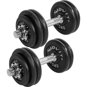 Movit® Kurzhanteln Set - 30 kg, Gusseisen, Ø31mm, Hantelscheiben, 2,5/1,25 kg, Sternverschluss, Gerändelt, Verstellbar, Schwarz - Hantelset günstig