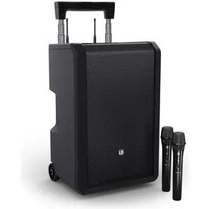 LD Systems ANNY 10 HHD 2 B5 - 10" Mobiler Bluetooth PA-Lautsprecher mit Akku, Mixer und 2x Funkmikrofon (1x 80 W), PA Lautsprecher, Schwarz