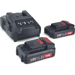 Flex Akku-Pack Power 22Q Set Ladegerät 18 V 2 Akku-Packs 2,5 Ah Schnel...