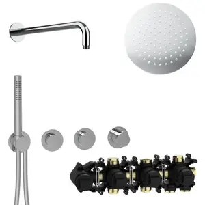 Herzbach MODUL7 PUSH-Thermostat-Set P-RB250 Wandarm Regenbrause Ø250mm... günstig
