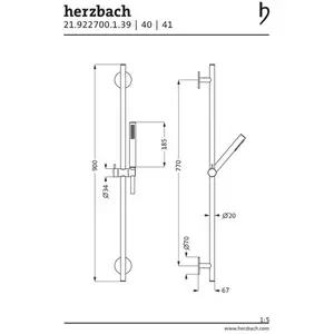 Herzbach LIVING SPA Wandstangenset 70 rund 900mm Stabhandbrause Copper Steel günstig