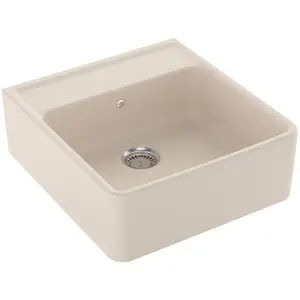 V&B Spülstein-Einzelbecken m Abl.garn, Hand., ivory CeramicPlus günstig