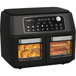 MAXXMEE Heißluft-Fritteuse Doppelkammer 11l 2400W schwarz mit Glastüre...