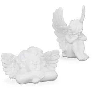 relaxdays Engelfigur Grabengel 2er Set (2 St), weiß günstig