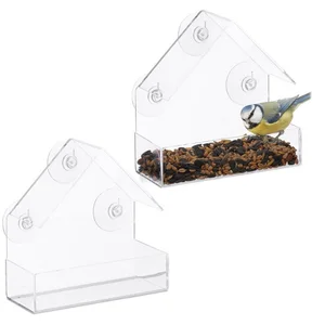 relaxdays Vogelhaus Fenster-Vogelfutterhaus 2er Set günstig
