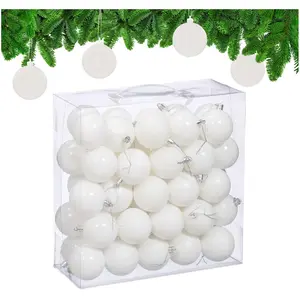 Relaxdays, Christbaumschmuck, - Weihnachtskugeln im 50er Set, Weiss/ S...