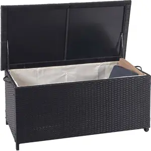 Mendler Poly-Rattan Kissenbox HWC-D88, Gartentruhe Auflagenbox Truhe - Premium schwarz, 51x100x50cm 170l günstig