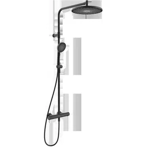 Hansa, Duschsystem, aurelia - doucheset met thermostaat, diameter 30 cm, 3 stralen, mat zwart günstig