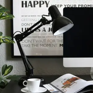 B.K.Licht Schreibtischleuchte Hera, schwarz, Metall, Höhe 53 cm, E14 günstig