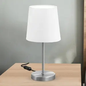 B.K.Licht Nachttischlampe mit Kabelschalter, E14 Fassung, Lampenschirm aus Stoff, Tischlampe, Lampe, Schreibtischlampe, Tischleuchte, Bürolampe, 30,8x10cm, weiß günstig