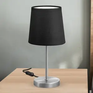 B.K.Licht Nachttischlampe - mit Schalter, Stoff, max. 25W, E14 Fassung, schwarz günstig