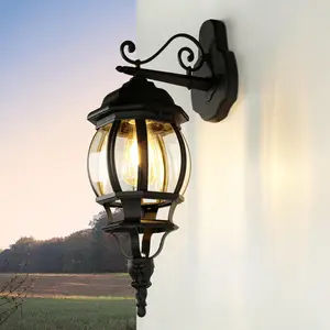 LICHT-ERLEBNISSE Wandleuchte außen Haus Garten IP44 Schwarz E27 Glas A...