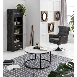 Mobel SIT Couchtisch Nördlingen Ø85 cm rund Echtmarmor Weiß mit Metall... günstig