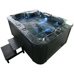 HOME DELUXE - Outdoor Whirlpool Black MARBLE inkl. Treppe und Thermoab...