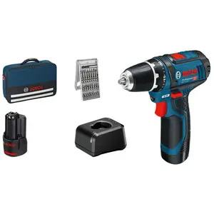Akku-Bohrschrauber GSR 12V-15, 2 x Akku GBA 12V 2.0Ah, Bit-Set 25-tlg