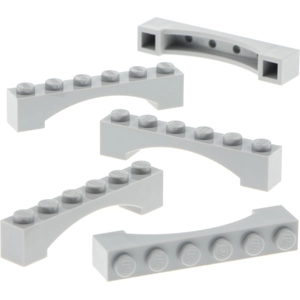 5x Lego Bogenstein 1x6x1 neu-hell grau rund Bogen erhöht Brücke Burg T...