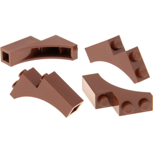 4x Lego Bogenstein 1x3x3 rot braun viertel Bogen Brücke Burg 6055086 1...