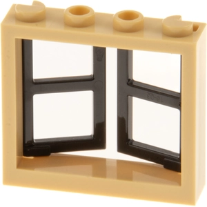 1x Lego Fenster Rahmen 1x4x3 beige 2 Flügel Laden 1x2x3 schwarz dick 6...