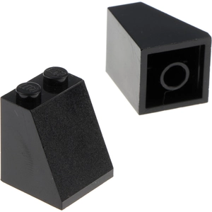 2x Lego Dachstein 65° 2x2x2 schwarz schräg Steine mit Boden Röhre 3678...