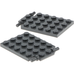 2x Lego Falltür Bau Platte modifiziert 4x6 neu-dunkel grau lange Pins ...