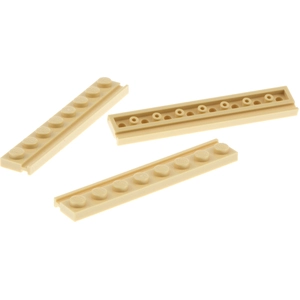 3x Lego Führungsschiene 1x8 beige Leiste mit Nut Führung Tür Schiene S...