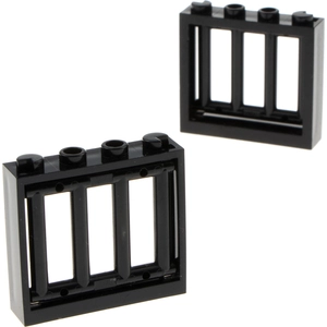 2x Lego Fenster Rahmen 1x4x3 schwarz Gitter 4530589 62113 60594