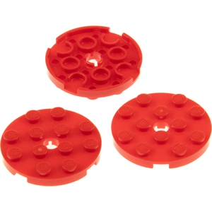 3x Lego Bau Platte rund 4x4 rot mit Loch Stein Scheibe Rundplatte 4515...