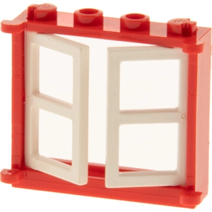 1x Lego Fenster Rahmen 1x4x3 rot Doppel Scheibe weiß Haus 385321 3854 ...