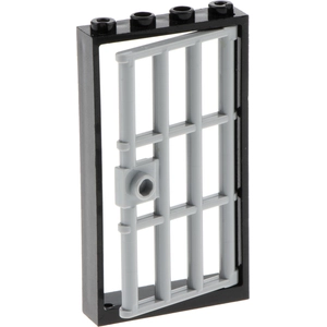 1x Lego Tür Rahmen 1x4x6 schwarz Türblatt Gitter neu-hell grau 60621 6...