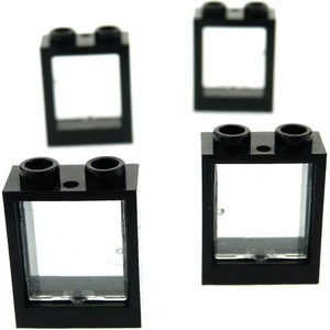 4x Lego Fenster Rahmen 1x2x2 schwarz Scheibe transparent weiß 60601 60...