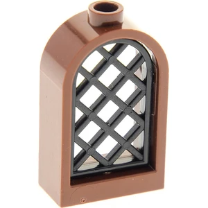 1x Lego Fenster Rahmen 1x2x2 rot braun rund Gitter gerade schwarz 3004...