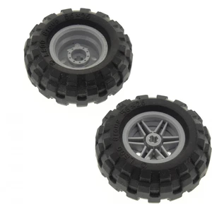 2x Lego Technic Rad 56x26 schwarz Felge 30.4x20 neu-hell grau 55976 56...
