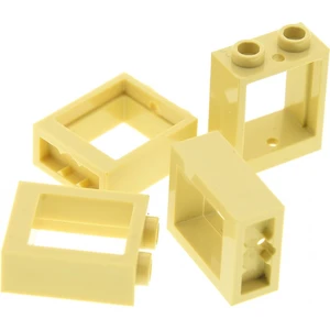 4x Lego Fenster Rahmen 1x2x2 beige ohne Scheibe Haus 6382045 79128 605...