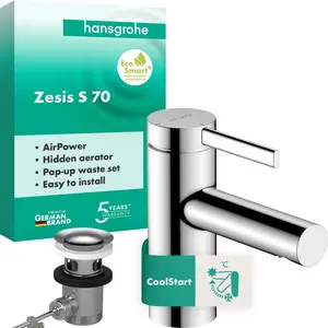 hansgrohe Waschtischmischer 70, Zesis S, CoolStart, mit Zugstangen-Ablaufgarnitur, Chrom, 1 Stk. günstig
